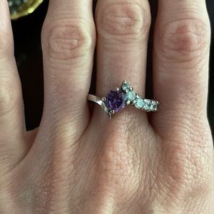 Sterling silver Amethyst and white Sapphire ring